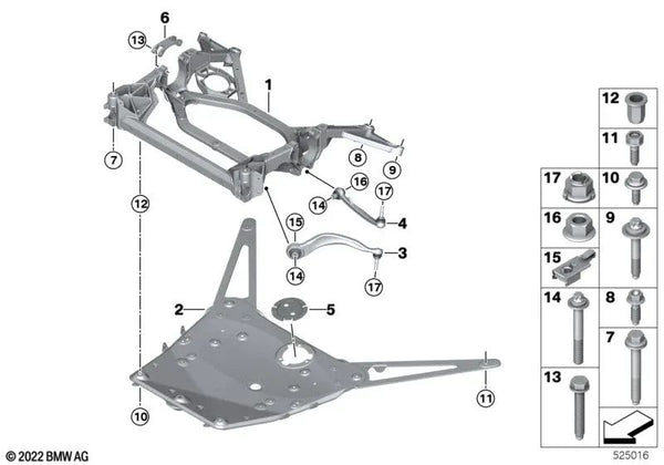 Tirante con Cojinete de Goma Derecho para BMW Serie 3 G80, G81, Serie 4 G82, G83 (OEM 31108095654). Original BMW.
