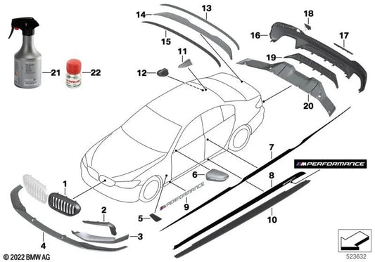 Left decorative cover for BMW 5 Series G30, G31 (OEM 51118064979). Original BMW