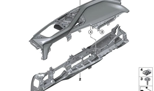 Top della scheda strumenti in pelle per BMW G70 (OEM 51457885265). BMW originale.
