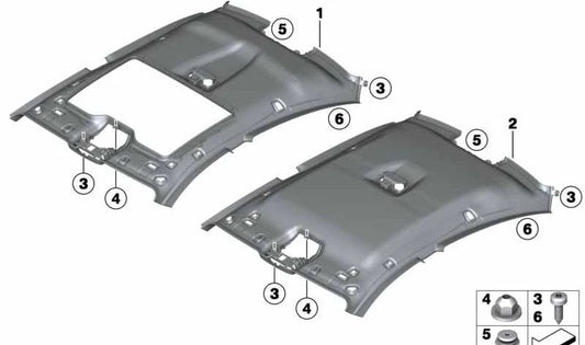 Techo interior en Alcántara OEM 51448055801 para BMW F06, F12, F13. Original BMW.