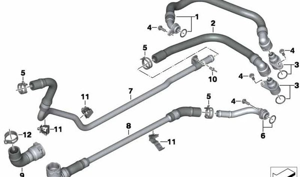 Tubo refrigerante OEM 17128545077 para motos BMW C evolution (K17) 2014-2020. Original BMW Motorrad.