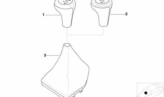 OM 25117504351 leather and aluminum change knob for BMW E52. Original BMW.