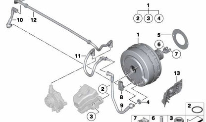 Tubo de vacío OEM 34337577336 para BMW E81, E82, E87, E88, E90, E91, E92, E93, E84. Compatible con motores N43, N45, N46, N47. Original BMW.
