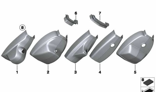 Juego de cubiertas base retrovisor OEM 51169177322 para BMW F07, F10, F11, F06, F12, F13, F01, F02, F04. Original BMW.