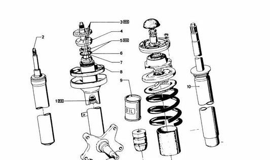 Amortiguador delantero OEM 31321114384 para BMW 114, 1502, 1600, 1600ti, 1602, 2002 (modelos fabricados entre 1966 y 1977). Original BMW.