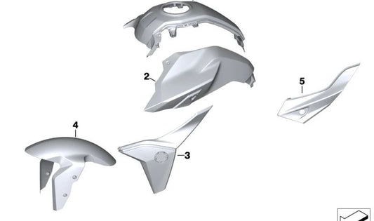 COUVERTURE gauche gauche OEM 46638354767 pour BMW Motorrad F 900 R (FK83) et F 900 R A2 (FK83). Couleur de pierre bleue. BMW original Motorrad.