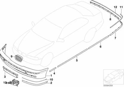 Rechte hintere gedruckte Stoßdämmung für BMW E39 Serie 5 (OEM 51127005930). Original BMW.