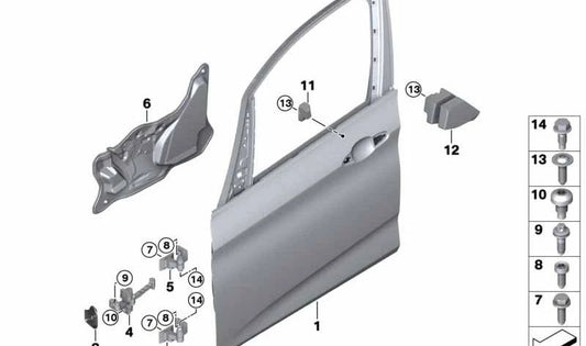 Protector lateral derecho de puerta OEM 51717297442 para BMW F45, F45N, F46, F46N. Pieza exterior de seguridad original BMW.