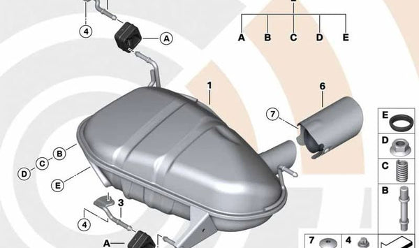 Soporte de escape OEM 18307598992 para BMW E84. Original BMW.