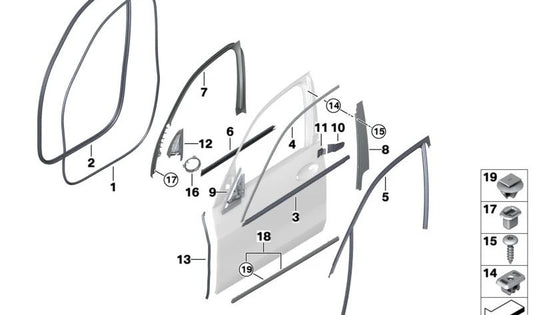 Juego de aros de sujeción para altavoz OEM 51339108513 para BMW G32, G32N, G05, G05N, G07, G07N, G18, G18N, F95, F95N, F96, F96N, G06, G06N. Original BMW.