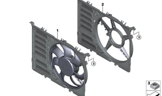 Marco del ventilador OEM 17429494889 para MINI F56 BEV, F56 BEV LCI, Cabrio F57 BEV. Original MINI.