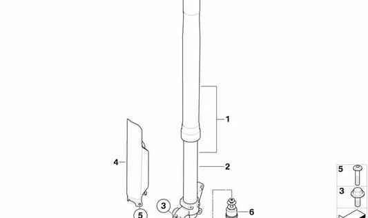Tubo deslizante derecho OEM 31427724772 para motos BMW G 450 X (K16, 09/2007 - 06/2010). Original BMW Motorrad.