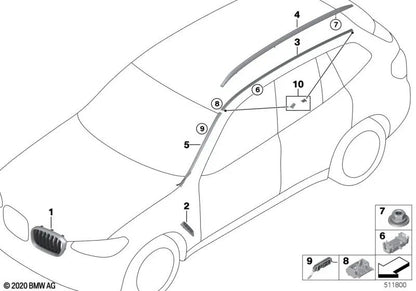 Zierblende lateral para BMW G01, G02 (OEM 51137418604). Original BMW