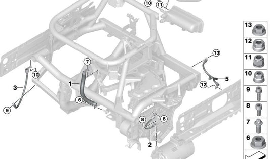Cable de puesta a masa OEM 61299895976 para MINI F56 BEV, F56 BEV LCI, Cabrio F57 BEV. Original MINI.