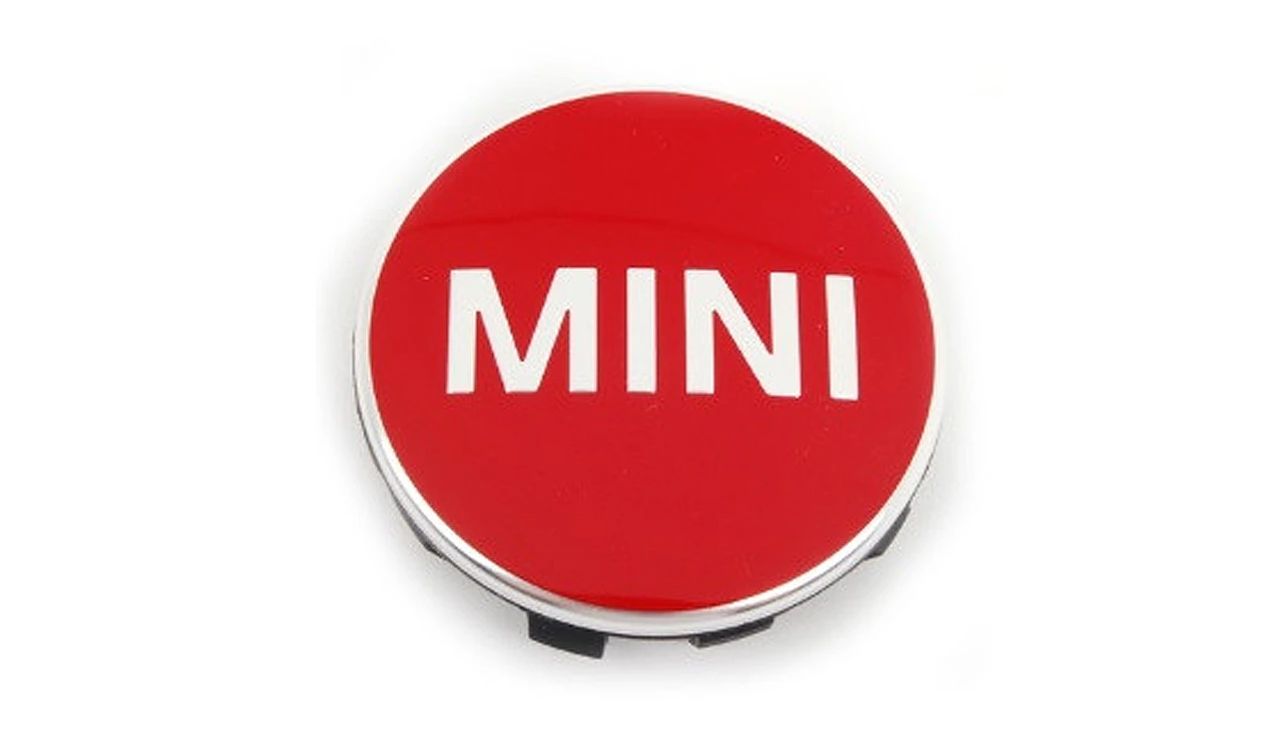 Rote Radkappe OEM 36132354148 für MINI F56, F55, Clubman F54, Cabrio F57, Countryman F60. Originaler MINI.