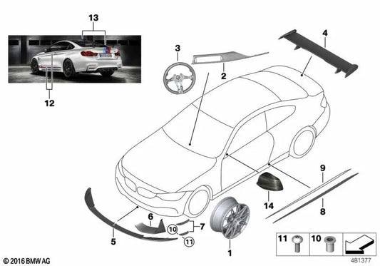 OrbitGrey Matt ALLOG RENT PARA BMW 4 F82 SERIES (OEM 36108091009). BMW original