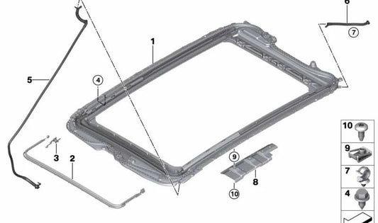 Bisagra deflector de viento OEM 54107391792 para BMW F45, F45N, F46, F46N, F48, F48N, F49, F49N. Pieza original BMW.
