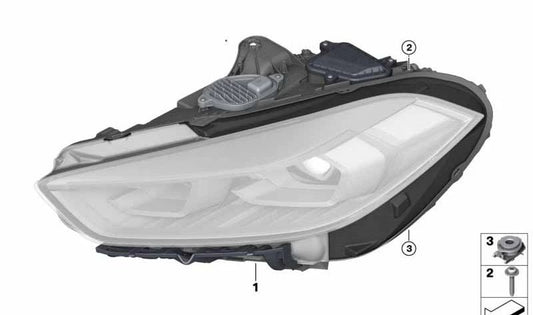 Faro delantero derecho Bi-LED AHL OEM 63119448102 para BMW F40. Repuesto original BMW, ideal si necesitas cambiar el faro delantero en tu Serie 1 F40.