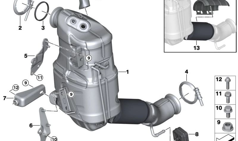 Soporte de goma para BMW E81, E82, E87, E88, F20, F21, F40, Serie 2 F22, F23, F44, U06, Serie 3 E90, E91, E92, E93, F30, F31, Serie 4 F32, F33, F36, X1 E84, F48, U11, X2 F39, MINI F54N, F55N, F56N, F60N (OEM 18208511880). Original BMW