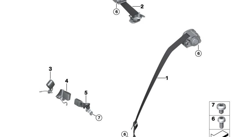 Correia inferior traseira direita para BMW Série 2 U06, X1 U11, U12, X2 U10, MINI U25 (OEM 52209493634). BMW originais.