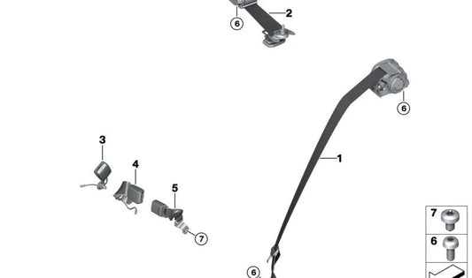 Correia inferior traseira direita para BMW Série 2 U06, X1 U11, U12, X2 U10, MINI U25 (OEM 52209493634). BMW originais.