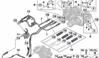 Protección contra el calor para BMW F10, F06, F12, F13 (OEM 11537853849). Original BMW