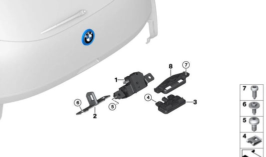 Soporte de botón apertura maletero OEM 51007418954 para BMW i3 (I01) 60Ah y 120Ah con y sin Rex. Original BMW.