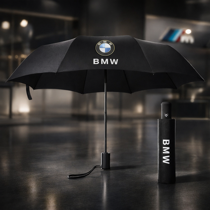 Guarda-chuva automático BMW preto com logótipo BMW | Acessório à prova de vento premium