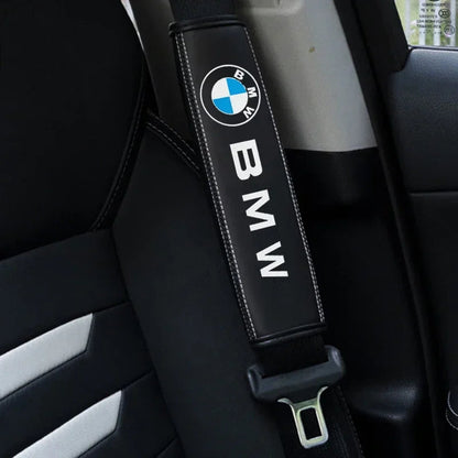 Almohadillas para cinturón de seguridad BMW cuero negro.