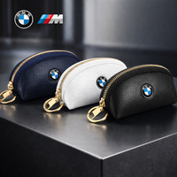 BMW Leder-Geldbörse/Schlüsselanhänger mit Reißverschluss (Schwarz, Blau und Weiß) – Premium-Stil