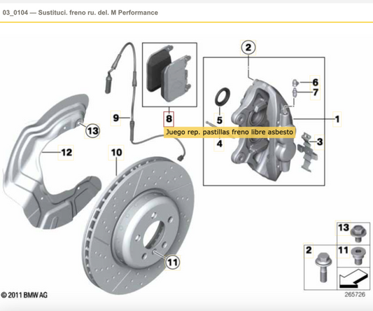Pillole freni di kit senza amianto per BMW F20, F21, F22, F23, F30, F31, F34, F32, F33, F36. . BMW originale