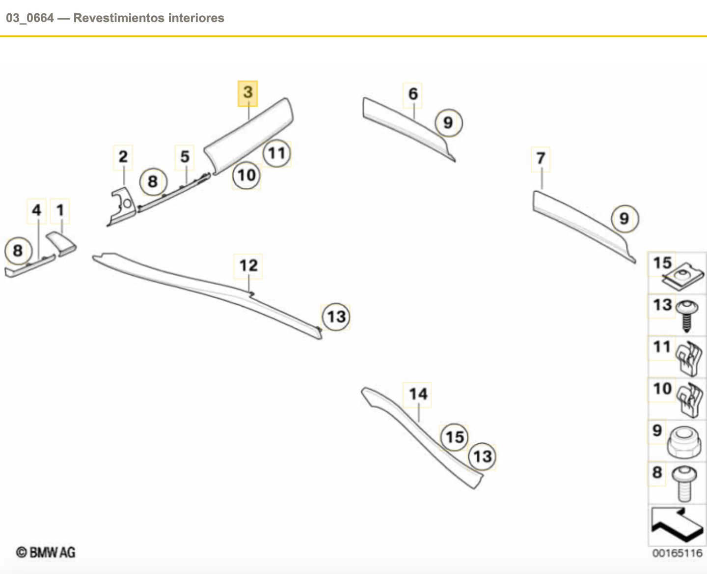 Compartimento di guanti in alluminio inferiore per BMW E70, E71, E72. BMW originale.