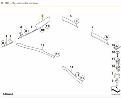 Compartimento di guanti in alluminio inferiore per BMW E70, E71, E72. BMW originale.