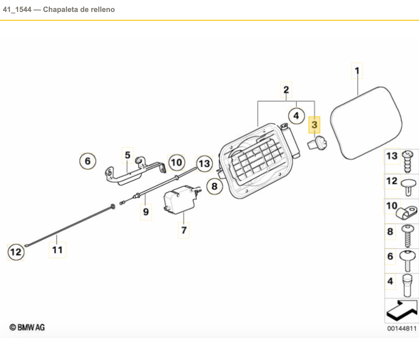 Tampo com a tampa da porta de combustível para BMW E82, E88, E46, E90, E91, E92, E93, E60, E61, F10, F11, F18, E63, E64, E65, E66, F01, F02, F04, E64, E70 , E71, E72. BMW original.