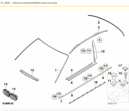 Formliste Stoßfänger BMW E46 Compact. Original BMW