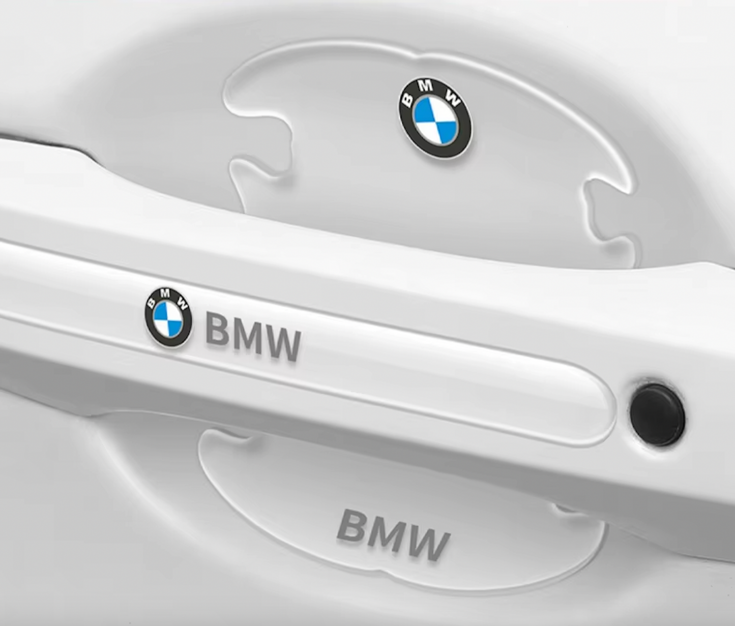 Pegatinas Protectoras Transparentes para Manija de Puerta BMW - Set de 8 Piezas (Logo BMW o ///M)