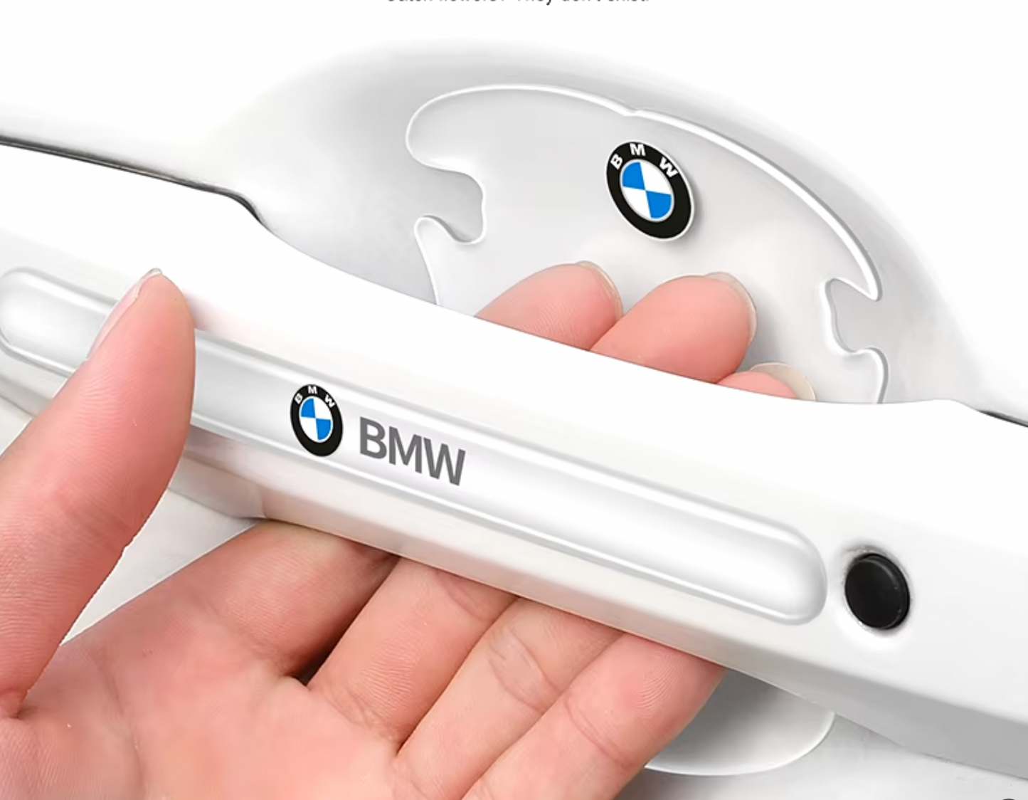 Pegatinas Protectoras Transparentes para Manija de Puerta BMW - Set de 8 Piezas (Logo BMW o ///M)