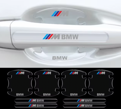 Pegatinas Protectoras Transparentes para Manija de Puerta BMW - Set de 8 Piezas (Logo BMW o ///M)