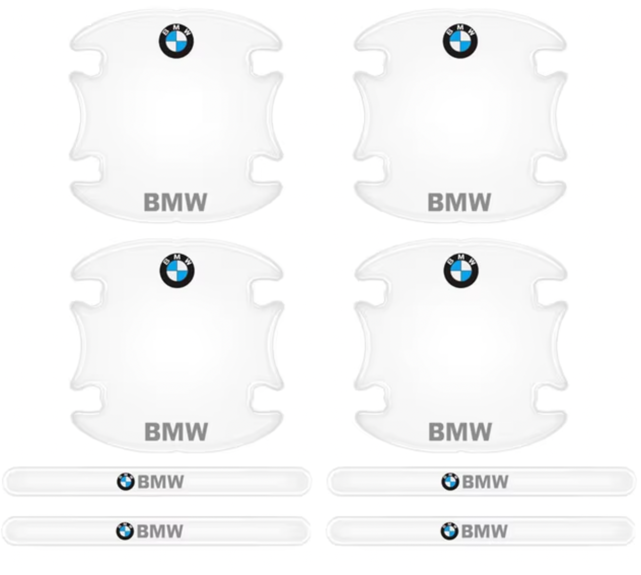 Pegatinas Protectoras Transparentes para Manija de Puerta BMW - Set de 8 Piezas (Logo BMW o ///M)