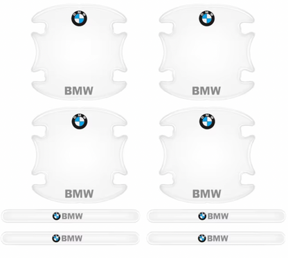 Pegatinas Protectoras Transparentes para Manija de Puerta BMW - Set de 8 Piezas (Logo BMW o ///M)
