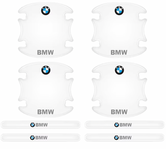 Pegatinas Protectoras Transparentes para Manija de Puerta BMW - Set de 8 Piezas (Logo BMW o ///M)