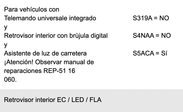 Espejo retrovisor interior electrocrómico con LED para BMW Serie 1 E82, Serie 3 E90, E91, E92, y modelos E84, E70, E71. Original BMW.