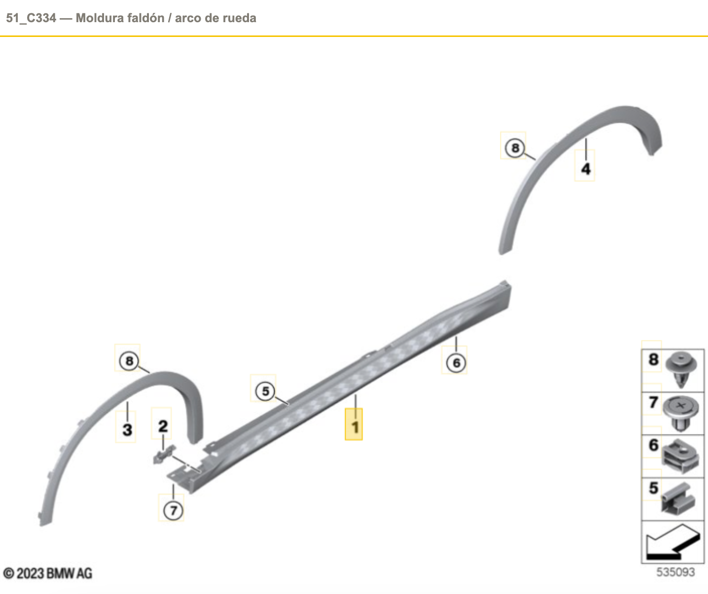 Protector lateral derecho OEM 51125A329F6 para BMW Serie 3 (G20, G21). Original BMW.