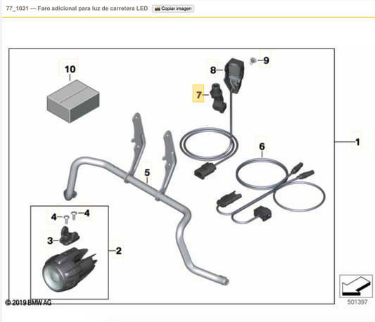 Grama de sucesso com conexão de espelho OEM 32729457894 Para motocicletas BMW F 750 Gs, F 850 ​​Gs, F 900 XR, S 1000 XR ... e muito mais. BMW Motorrad original.