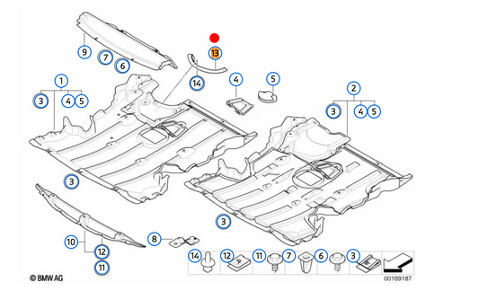 Niedrigerer Deflektor OEM -Motor 51757167196 für BMW E81, E82, E87, E88, E90, E91, E93. Schützen Sie den Schmutz und den Blow Engine. Original BMW.