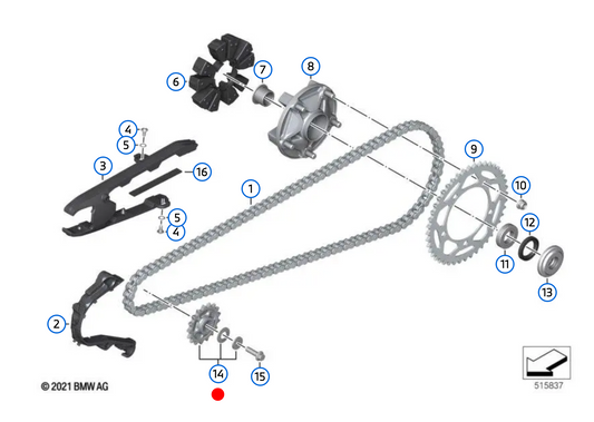 OEM Kettenradsatz 23008404494 für BMW Motorräder F750GS, F850GS, F900R, F900XR... und mehr. Original BMW Motorrad.