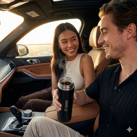 Smarte BMW Thermoskanne mit Temperaturanzeige