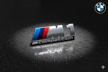 Rear emblem /// m Competition (M1, M2, M3, M4, M5, M6 and M7) in silver - BMW compatible