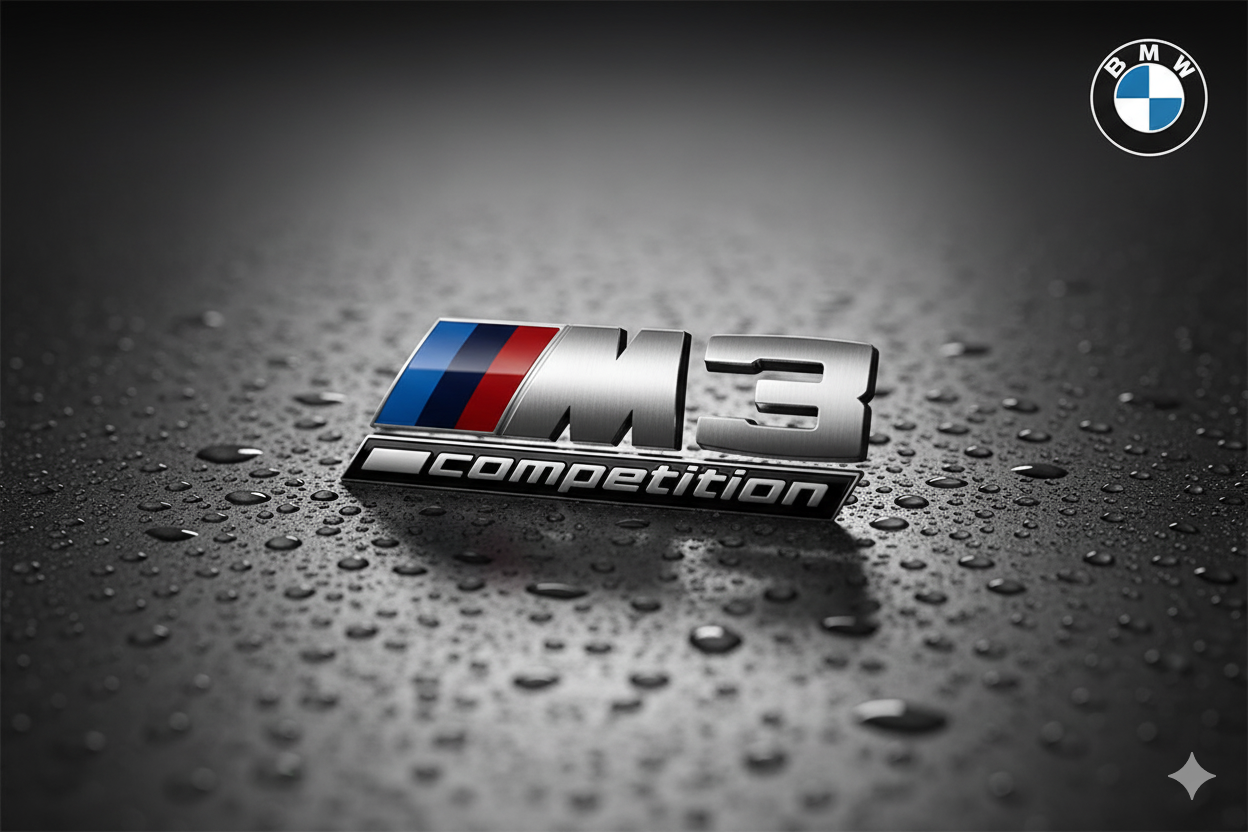 Rear emblem /// m Competition (M1, M2, M3, M4, M5, M6 and M7) in silver - BMW compatible