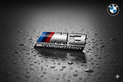 Rear emblem /// m Competition (M1, M2, M3, M4, M5, M6 and M7) in silver - BMW compatible